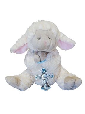 GANZ Serenity Lamb with Crib Cross Praying hands Embroidered Cross